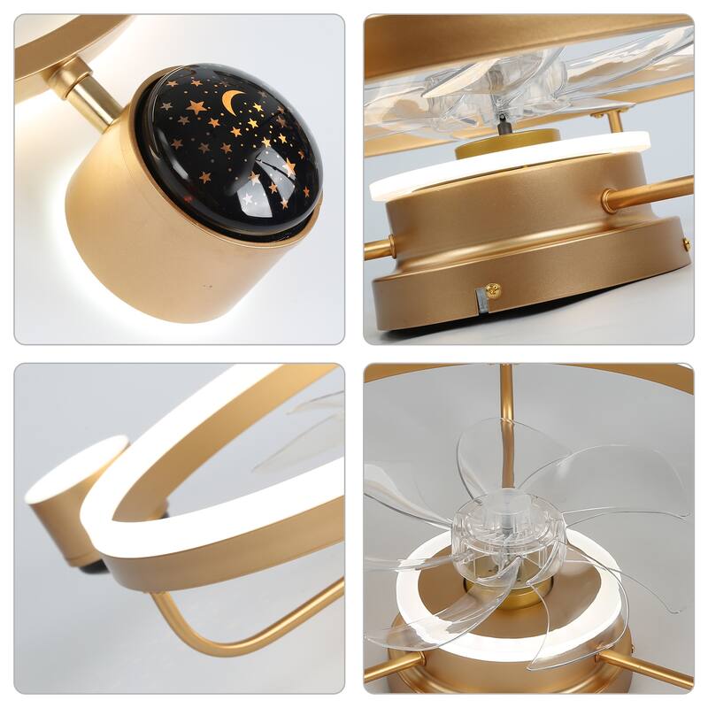 Bella Depot 3-Light Flush Mount Ceiling Fan with Dimmable LED Light and Remote APP Control for Children