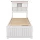 preview thumbnail 4 of 21, Captain Bed with Bookcase Headboard, Solid Wood Storage Platform Bed with Trundle & 3 Storage Drawers, for Kids Girls Boys