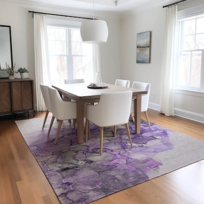 Machine Washable Indoor/ Outdoor Abstract Chantille Rug