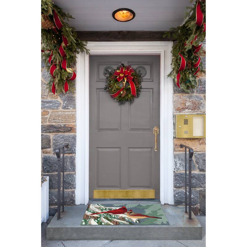 Liora Manne Frontporch Cardinal Christmas Day Indoor/Outdoor Rug - 2'6" x 4'