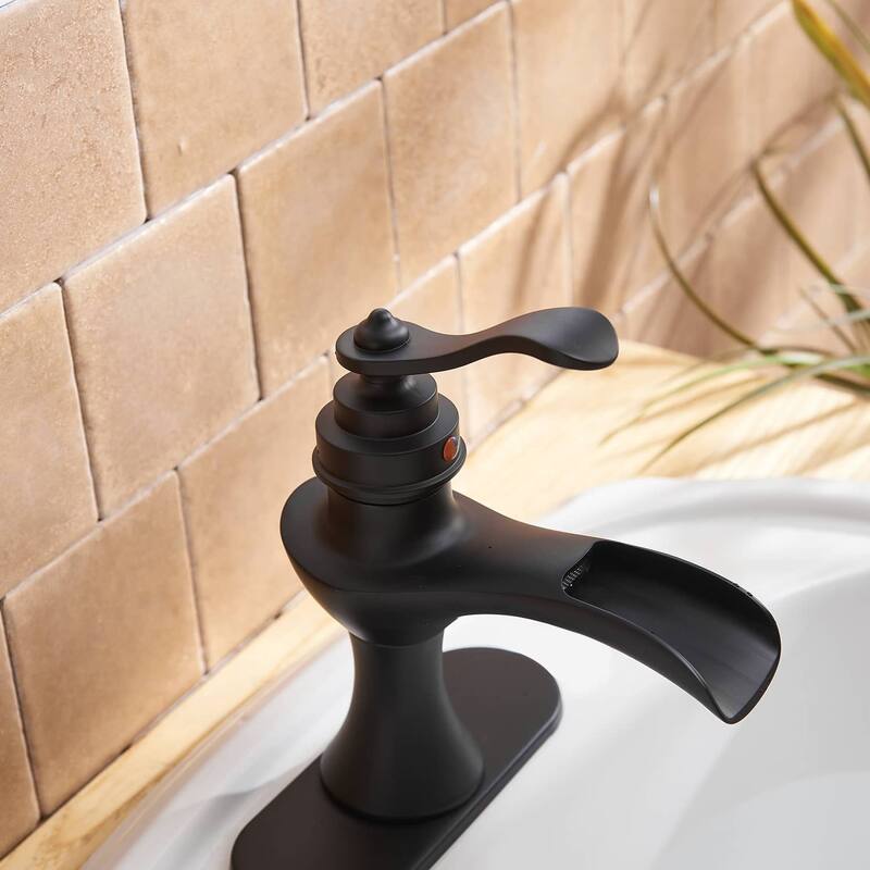 Waterfall Bathroom Sink Faucet With Drain Single Handle Bathroom Faucets One Holes Basin Vanity Mixer Taps With Deck Plate