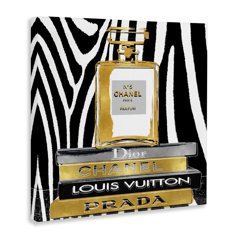 Stupell Glam Fragrance Fashion Book Stack Black Zebra Print Canvas Wall Art