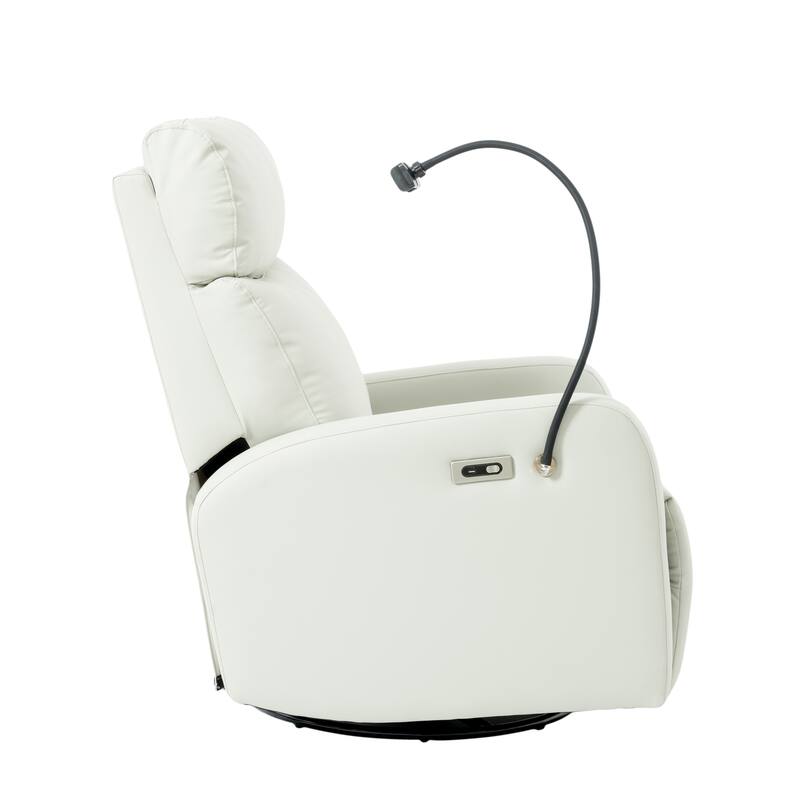 PU Power Swivel Recliner Chair with 270° Rotation, Electric 95-160° Recline and Dual USB Ports - 330lb Capacity