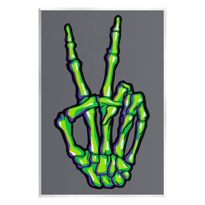 Stupell Green Skeleton Peace Hand Wall Plaque Art Design by Ziwei Li