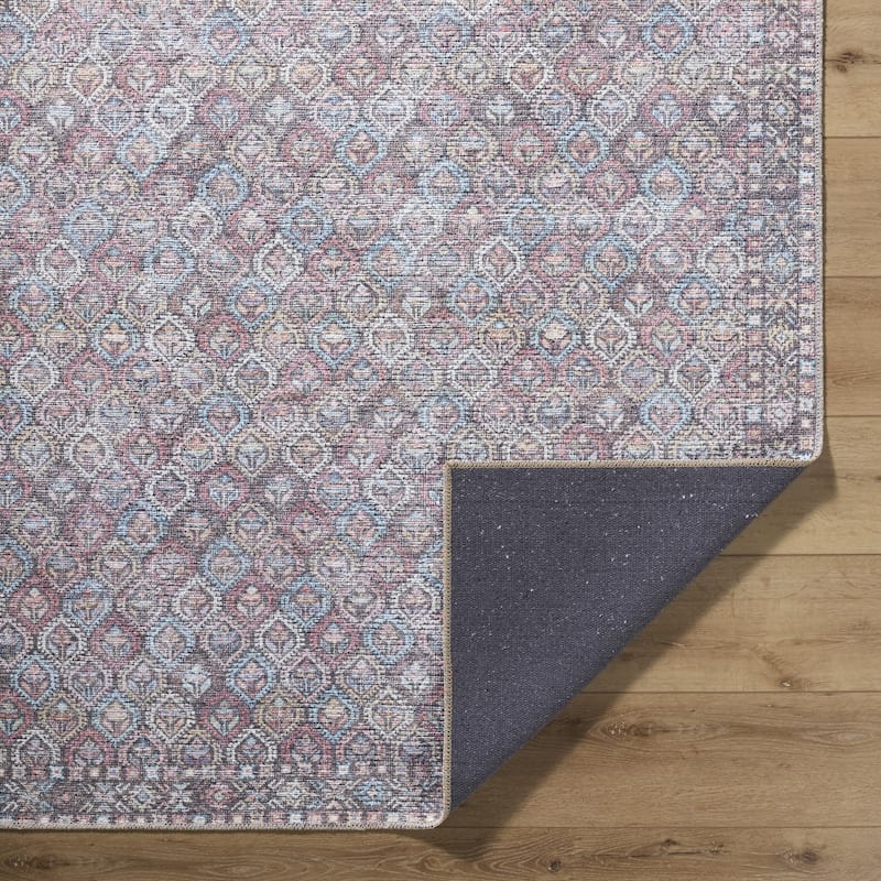 Livabliss Traditional Vinny Diamond Washable Area Rug
