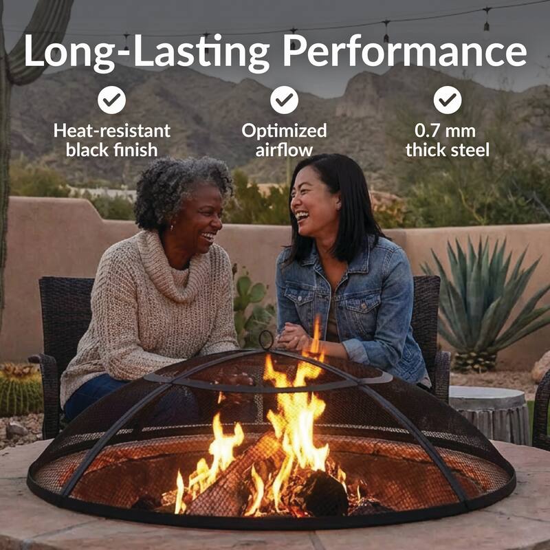 Sunnydaze Round Outdoor Fire Pit Spark Screen - 30" Diameter