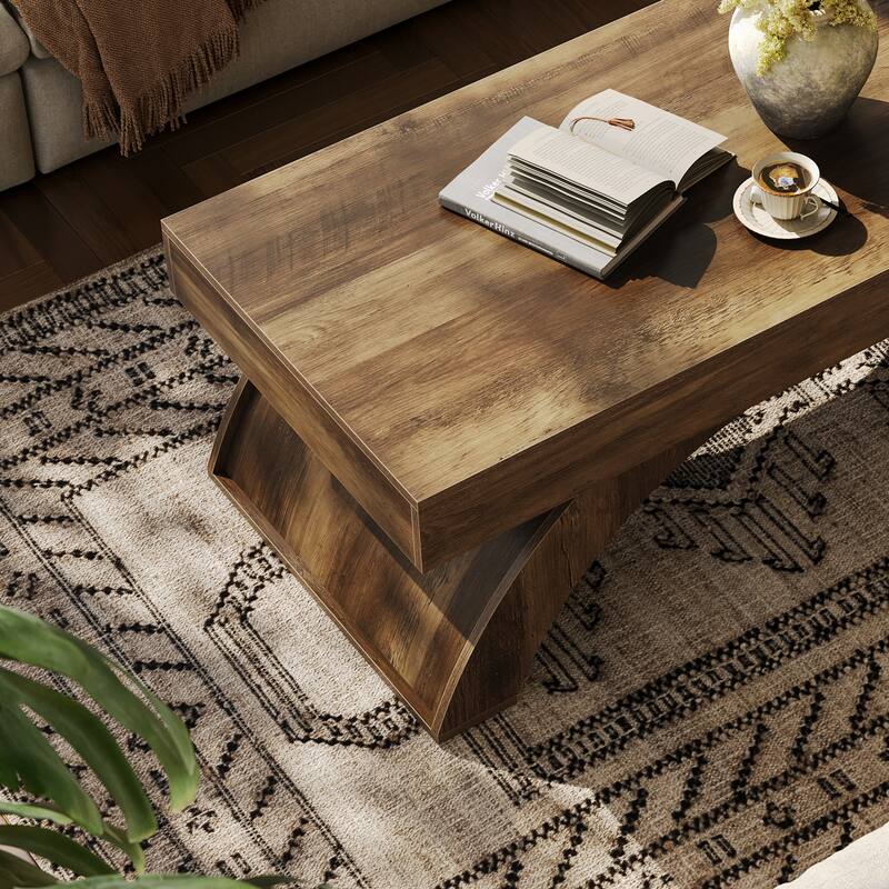 47'' Coffee Table, Farmhouse Center Cocktail Table with Arched Base