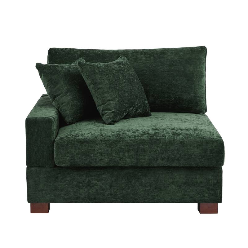 Plush Chenille Single Modular Sectional Sofa Chaise with Pillows
