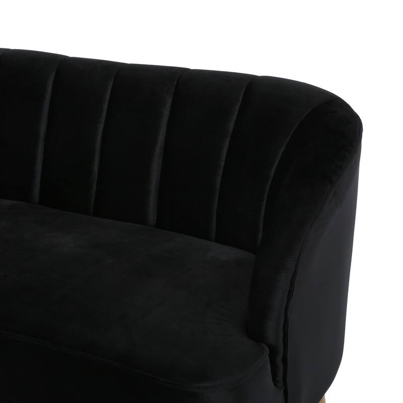 Classic Shell-Backed Loveseat with Wooden Legs
