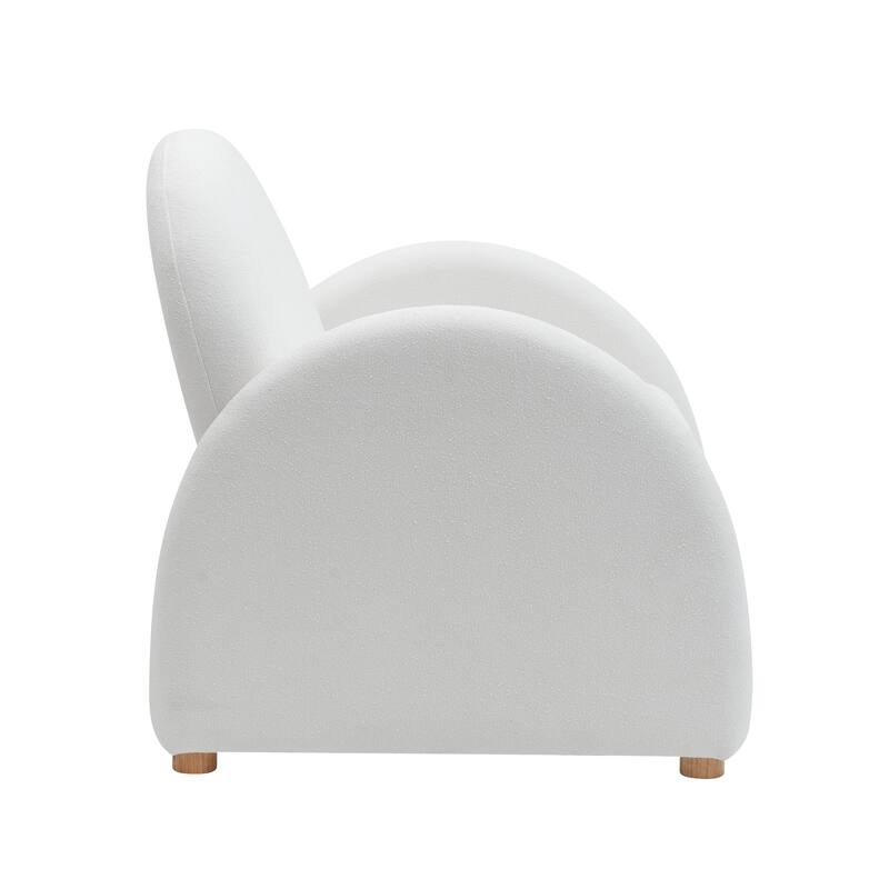 Modern Boucle Accent Armchair - Comfortable Upholstered Lounge Chair with Curved Armrests, Stylish Minimalist Chair