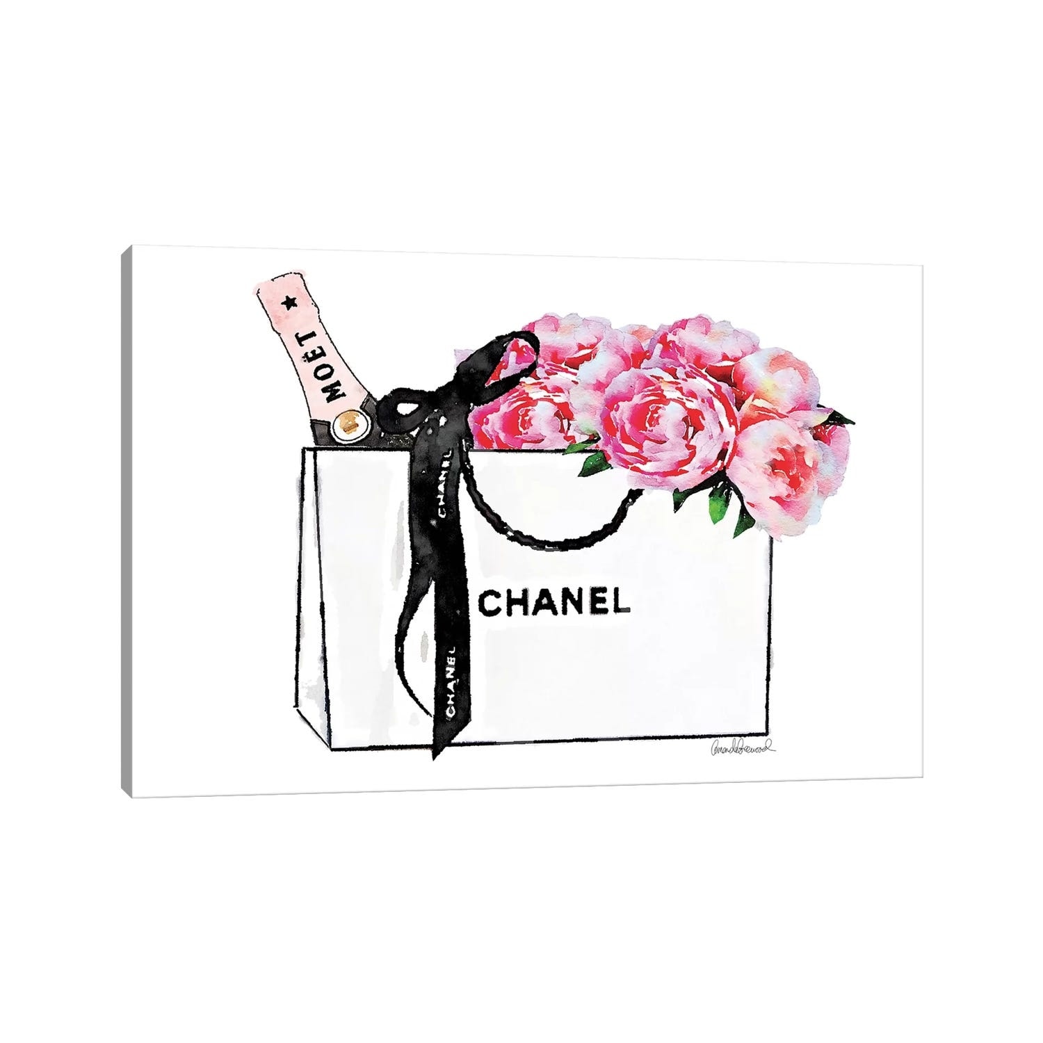 iCanvas White Bag With Champagne by Amanda Greenwood Canvas