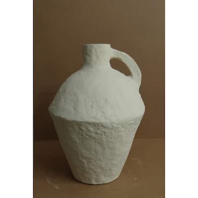 Paper Mache Vase Dia 18" Off-White - Off-White