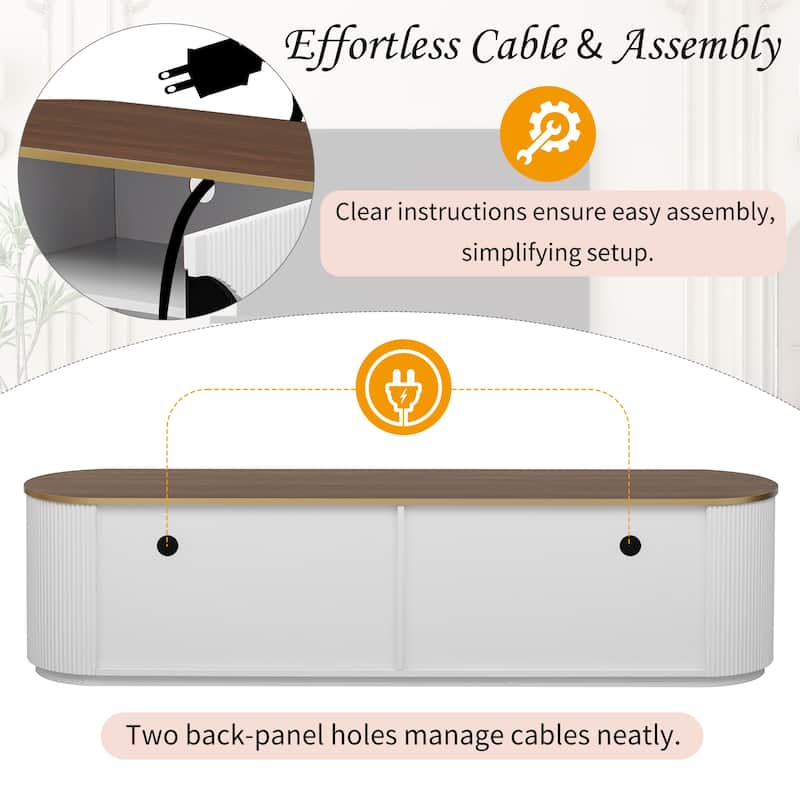 70.8" Floor Curved Storage TV Stand with 3 Drawers 3-Door Decorative TV Cabinet for TVs up to 80'' Media Console Table