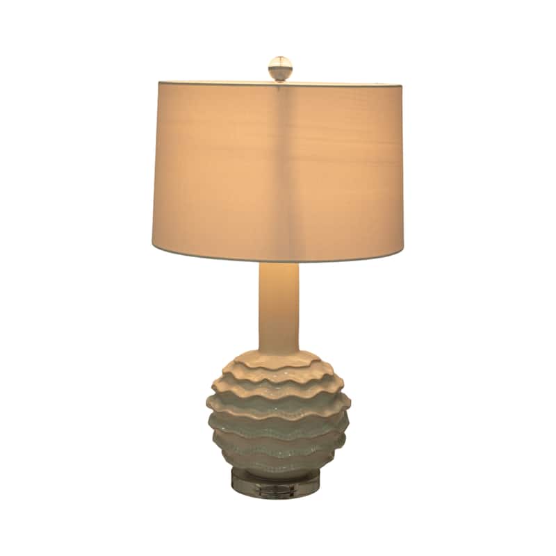 Sagebrook Home 27" White Ceramic Ruffles Table Lamp With Crystal Base - 15" x 16" x 27"