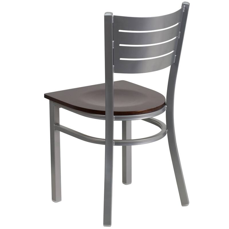 Slat Back Metal Restaurant Chair - 16.5"W x 19"D x 33.5"H - 16.5"W x 19"D x 33.5"H