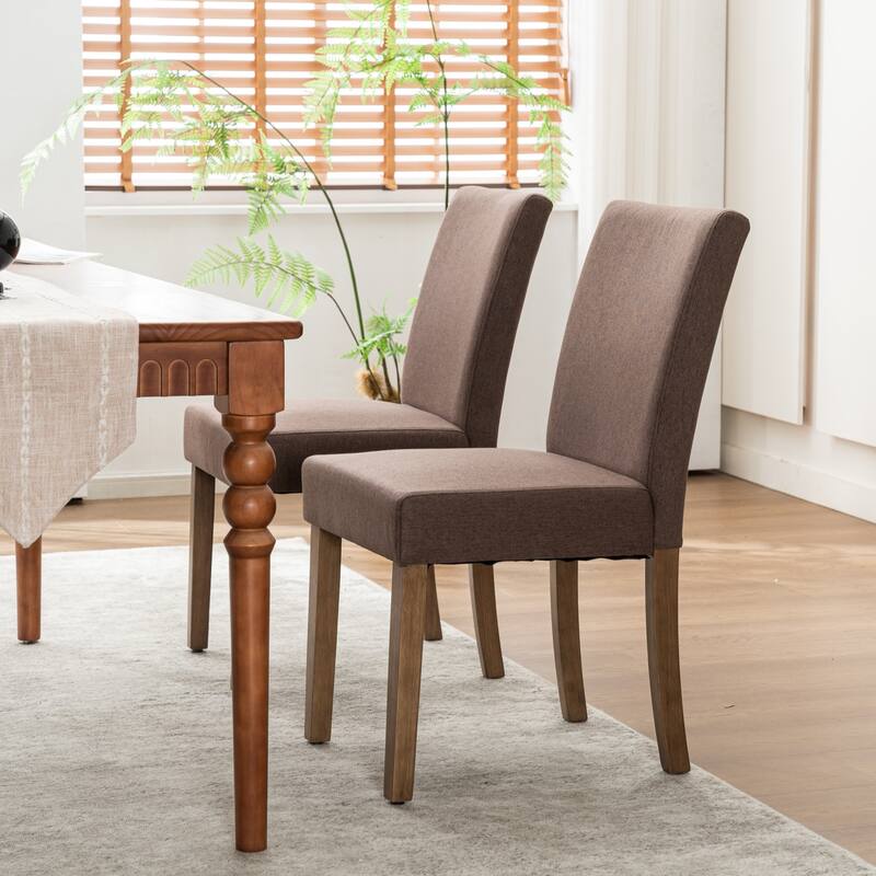 Upholstered Modern Dining Chairs, Linen Fabric Side Chairs Set of 2