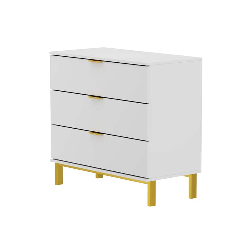 Kerrogee 3-Drawer Chest - Wooden Storage Dresser with Metal Legs