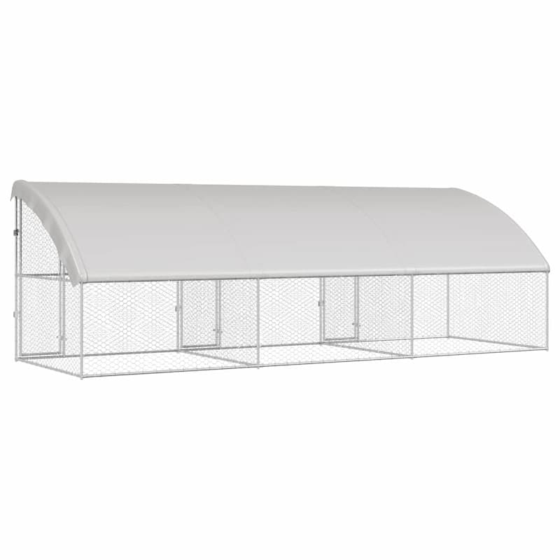 vidaXL Dog Kennel 2 pcs Silver Steel
