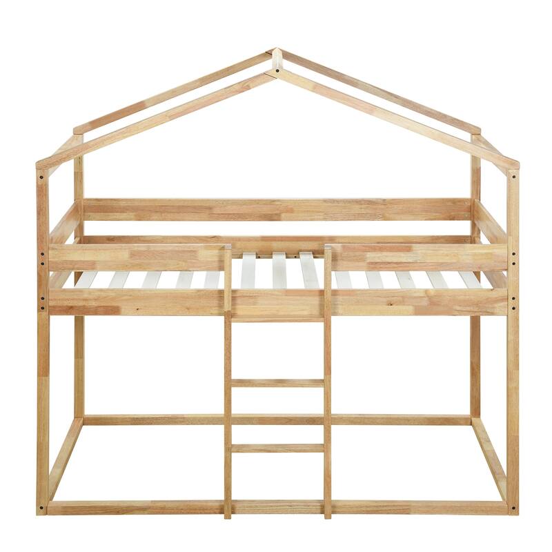 House Bed Twin Over Twin Bunk Bed Wood Platform Bed Frame
