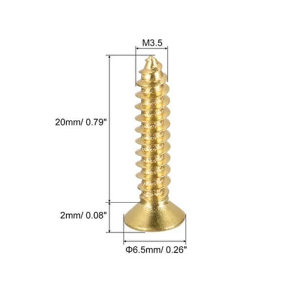 Brass Wood Screws, M3.5x20mm Phillips Flat Head Self Tapping Connector