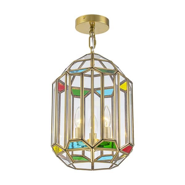 Retro Contrast Color Pendant Lamp – Vintage Ceiling Light With 37W LED, 3-Color Adjustable, Iron & Acrylic Shade For Bedroom, Dining Table Or Bar