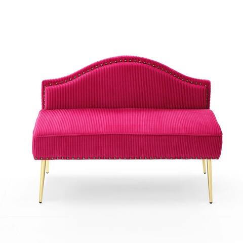 46.5" Width Upholstered Pleated Velvet Loveseat Sofa Tufted Bench Loveseat Couch Armless 2 Seater Sofa