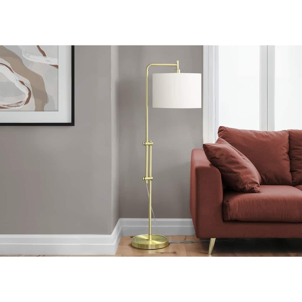 Lighting, 63"h, Floor Lamp, Brass Metal, Ivory / Cream Shade, Contemporary - Gold