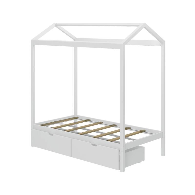 Max and Lily Twin House Bed with Storage Drawers