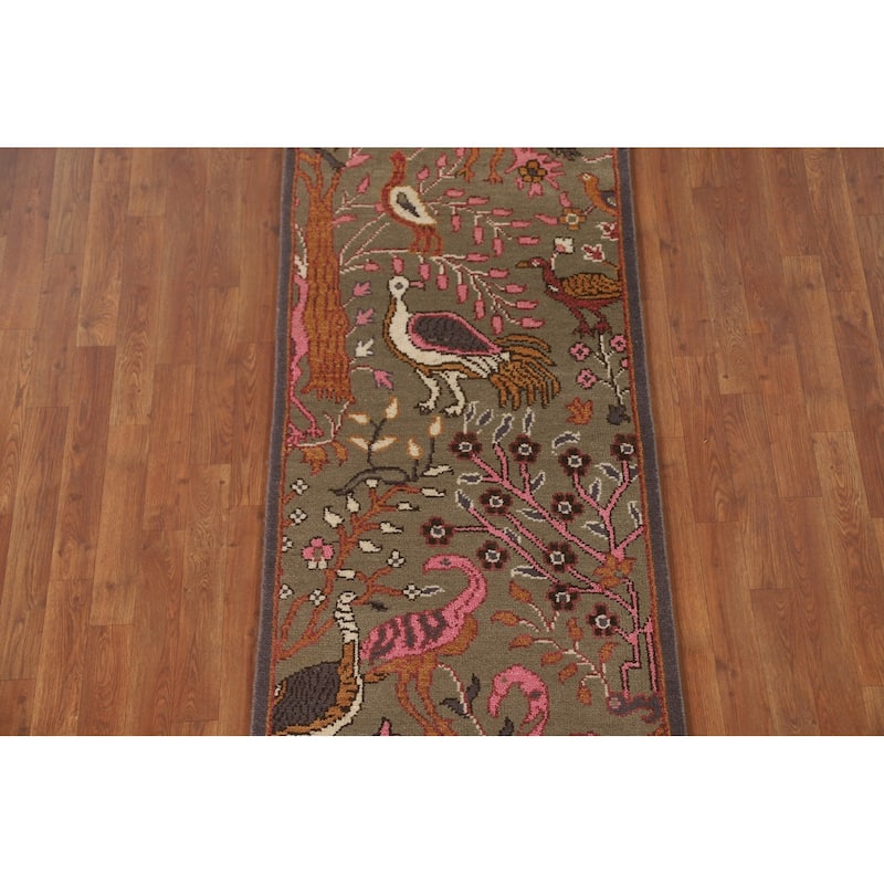 Animal Pictorial Ziegler Oriental Accent Rug Handmade Wool Carpet - 2'6" x 6'0"