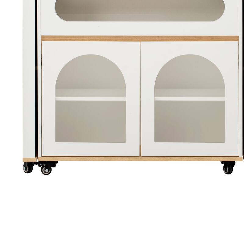 Rolling Kitchen Island with Extendable Table, Drawers, Power Outlet and Brake lock, Storage Cabinet