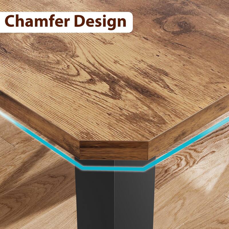 Dining Table for 6-8 People, 78.7" Rectangle Wood Kitchen Table