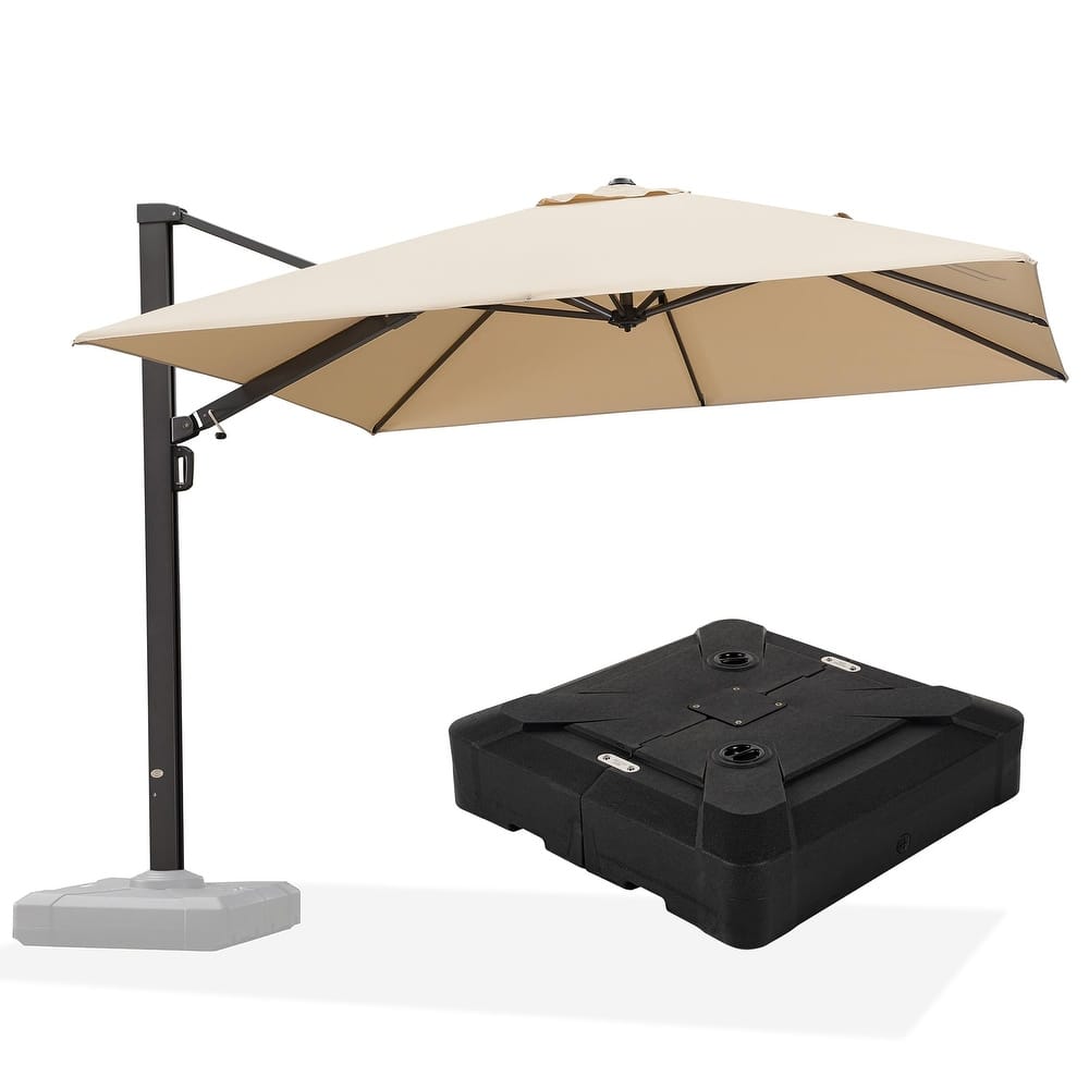 PURPLE LEAF Sturdy Heavy-duty Patio Cantilever Offset Umbrella 360-degree Rotation with Base