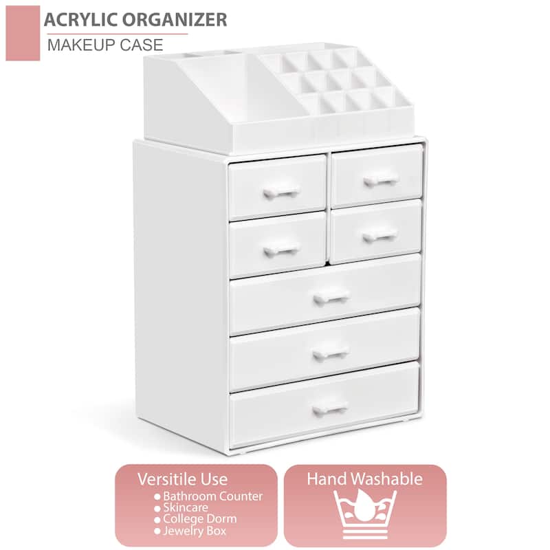 Sorbus Makeup Organizer with Brush Holder and Cosmetic Storage Drawers - 9.25" L x 6.25" W x 14.25" H
