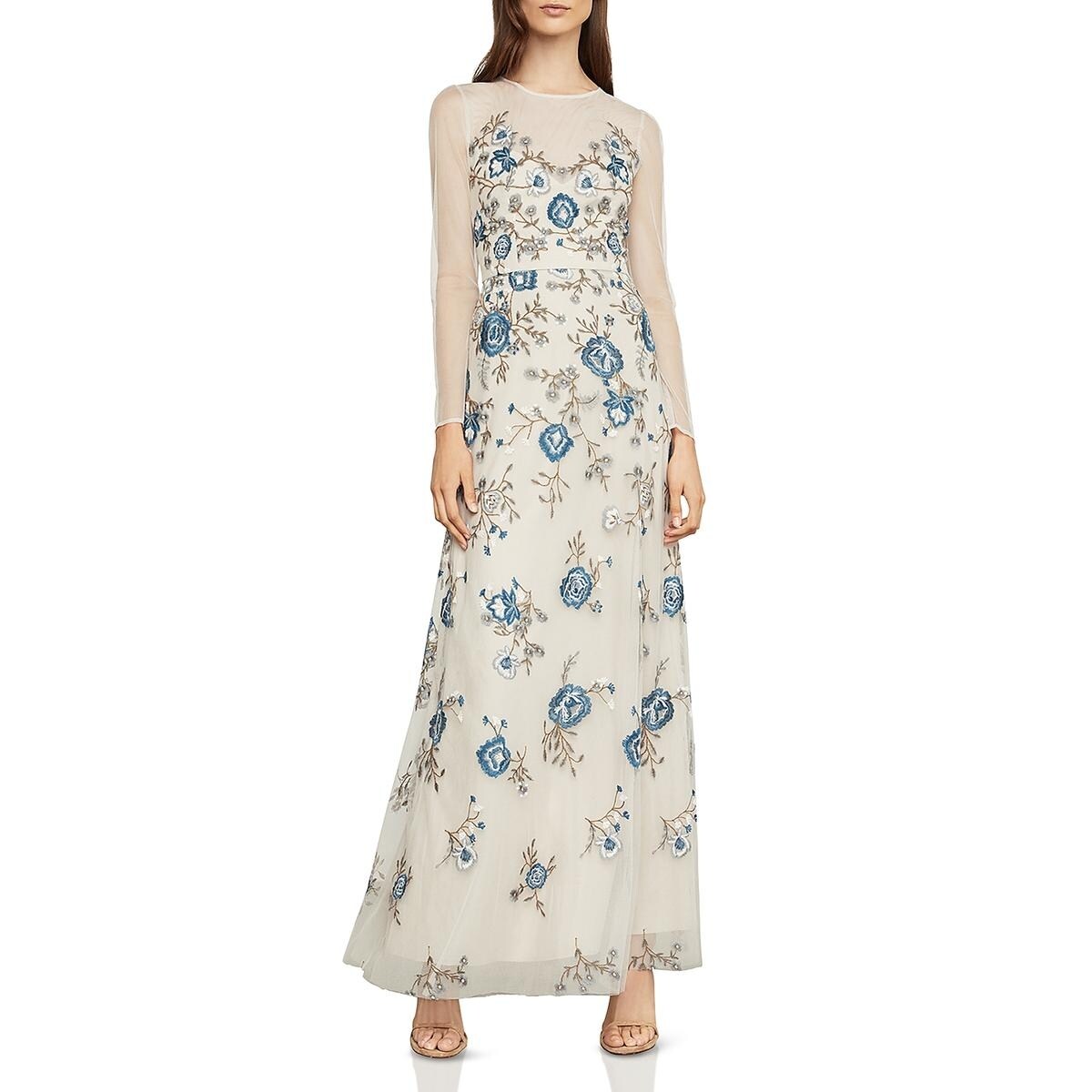 bcbgmaxazria floral embroidered evening dress
