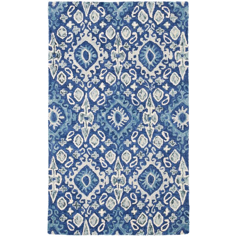 SAFAVIEH Handmade Aspen Toetie Bohemian Wool Rug - 2' x 3' - Navy/Beige
