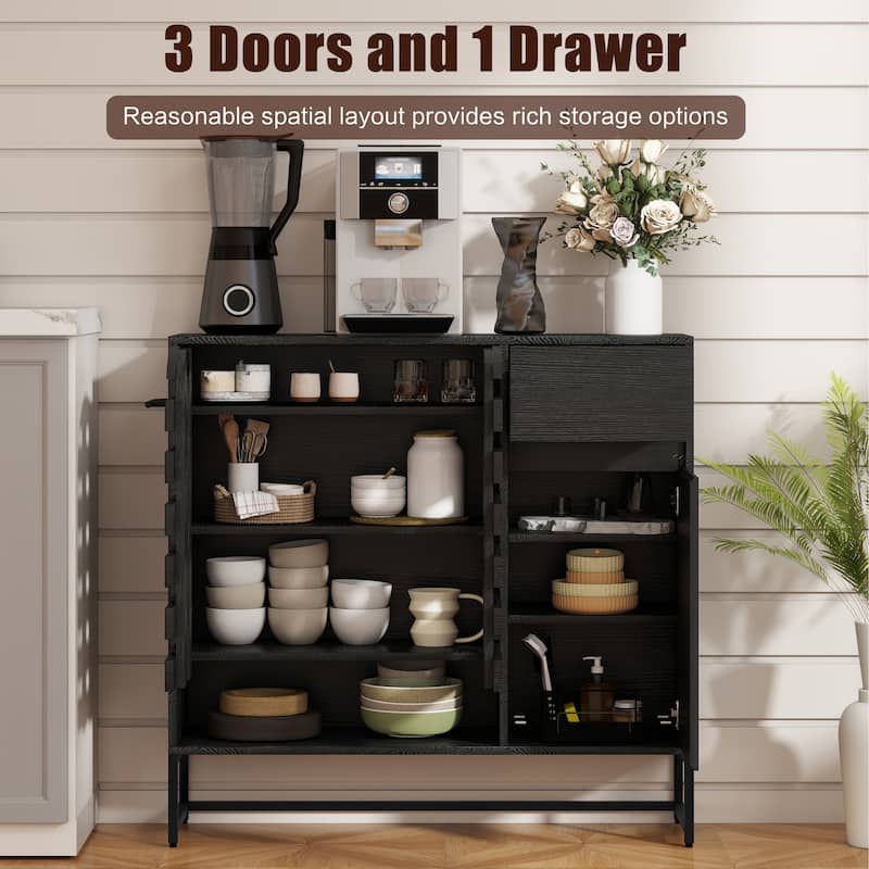 44.3"Sideboard Cabinet With Storage,Coffee Bar Console Table With Storage,Storage Cabinet With Arched Lattice Doors And Drawer