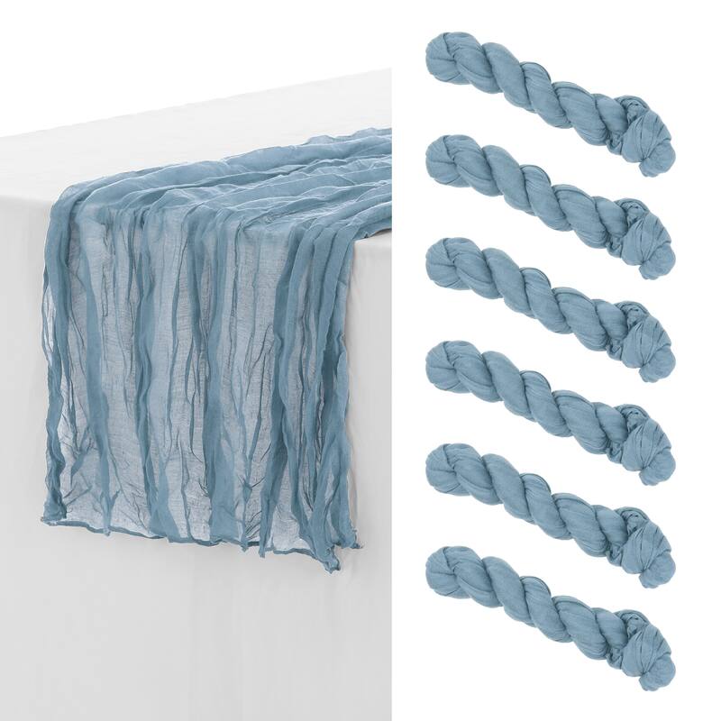 6 Pack Farmhouse Table Runner, Rustic Table Runner for Wedding Party Decoration - Grey Blue - 35x71 Inch