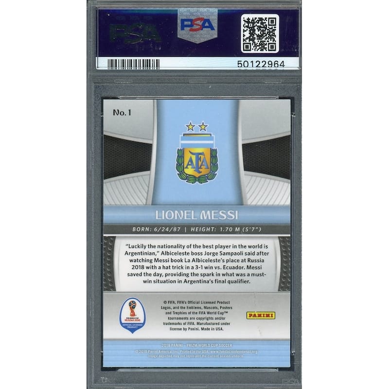 Lionel Messi 2018 Panini Prizm World Cup Soccer Card #1 Graded PSA 9 - 8'6" x 11'6"