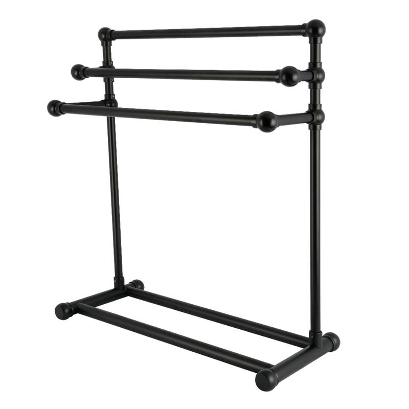 Kingston Brass Maximilien 28" Freestanding Pedestal 3-Tier Towel Rack - Matte Black