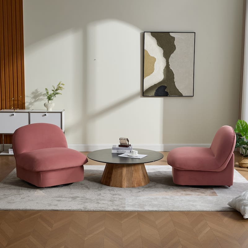 Pumpkin-Shaped Swivel Chair, 360-Degree Swivel Accent Chair for Living Room Bedroom Office