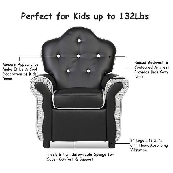 Shop Costway Children Recliner Kids Sofa Chair Couch Living Room Furniture Black Free Shipping Today Overstock 18216248