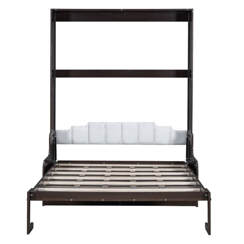 Espresso Modern Style Queen Size Multi-function Murphy Bed with Cushion for Bedroom