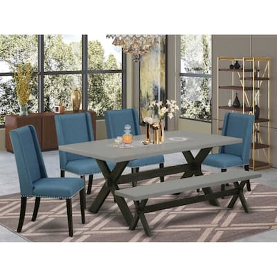Retro Dinette Set - 6 Piece Dining Room Set - Solid Wood Table & 4 Parsons Chairs
