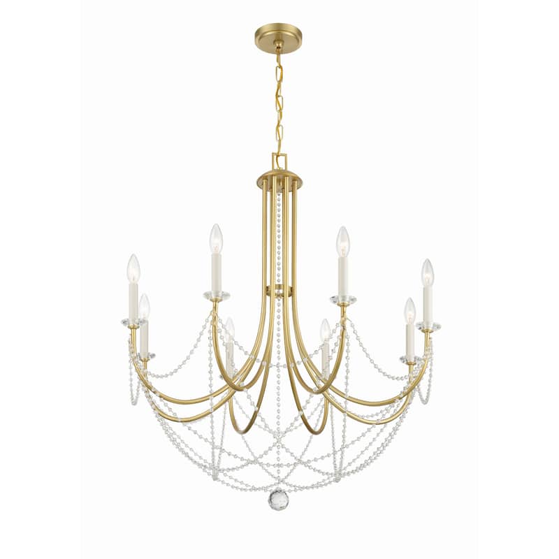 Delilah 8 Light Aged Brass Chandelier - 31.5"W x 37"H - 31.5"W x 37"H