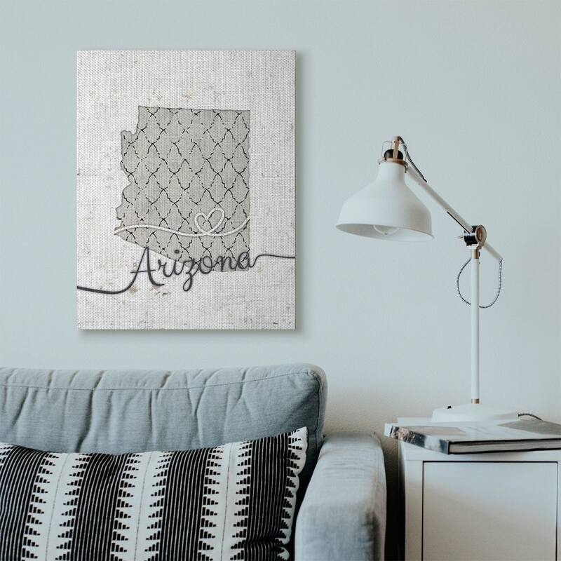 Stupell Arizona Patterned Grey US State Design Canvas Wall Art, Proudly Made in USA