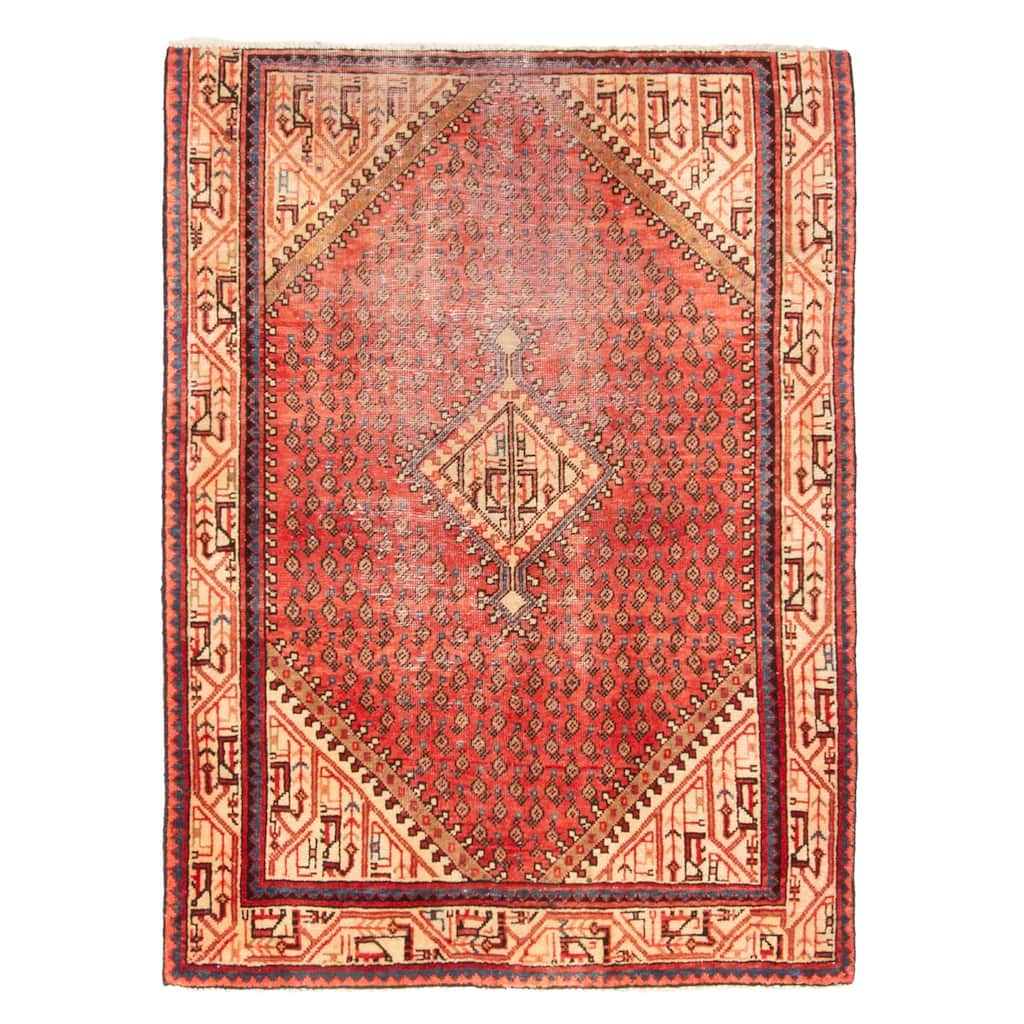 ECARPETGALLERY Hand-knotted Andelz Red Wool Rug - 3'6 x 4'8