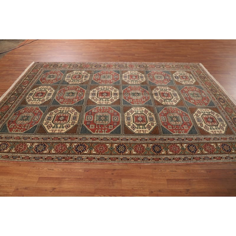 Geometric Anatolian Turkish Vintage Area Rug Handmade Wool Carpet - 6'7" X 9'8"