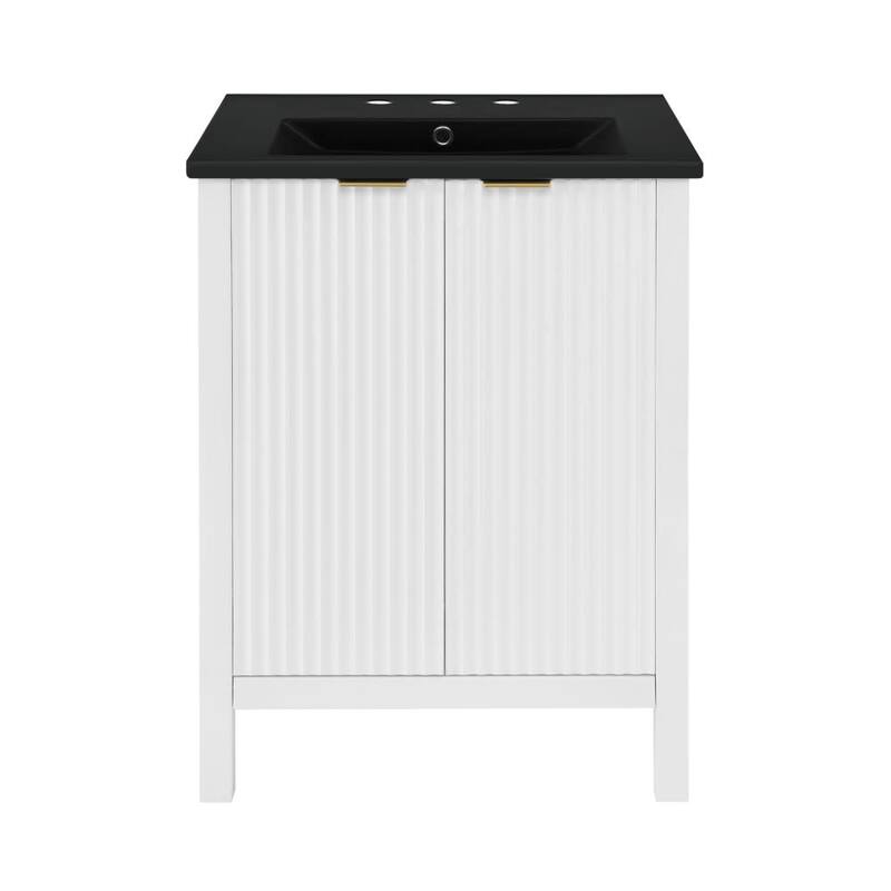Swiss Madison SM-BV290-3MB Bastille 24" Free Standing Single Basin - White / Matte Black - Painted