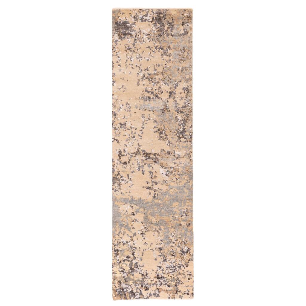 ECARPETGALLERY Hand-knotted Legacy Beige Silk, Wool Rug - 2'7 x 9'6