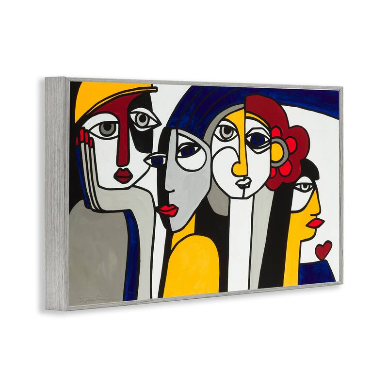 Stupell Primary Hues Faces Portrait Framed Giclee Art Design By Ruth Fromstein